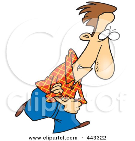 Royalty-Free (RF) Clip Art Illustration of a Cartoon Determined Man Rolling Up His Sleeves by toonaday