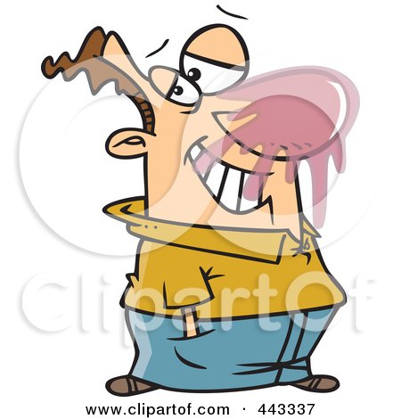 Royalty-Free (RF) Clip Art Illustration of a Cartoon Man With A Deflated Gum Bubble On His Face by toonaday