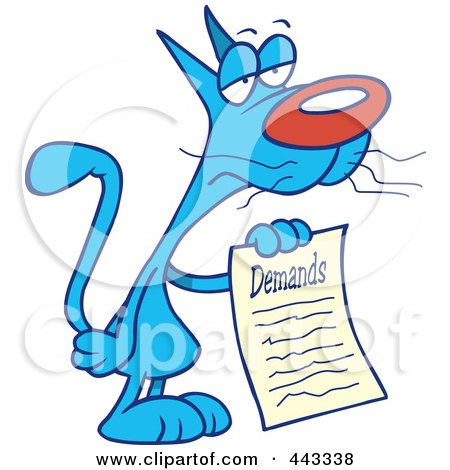 Royalty-Free (RF) Clip Art Illustration of a Cartoon Cat With A List Of Demands by toonaday