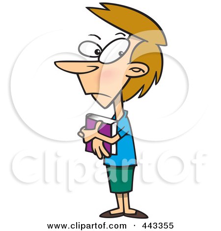 Royalty-Free (RF) Clip Art Illustration of a Cartoon Woman Hugging Her Diary by toonaday
