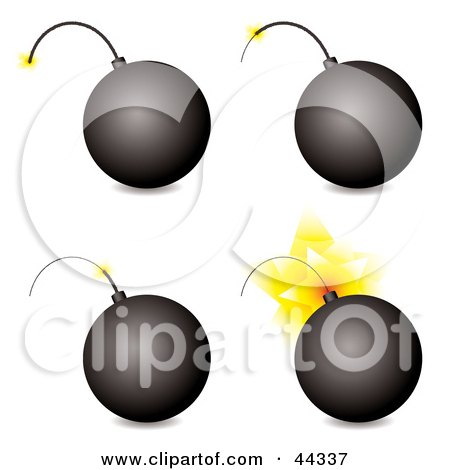 Royalty-free (RF) Clip Art Of Four Bombs In Different Stages Of Exploding by michaeltravers
