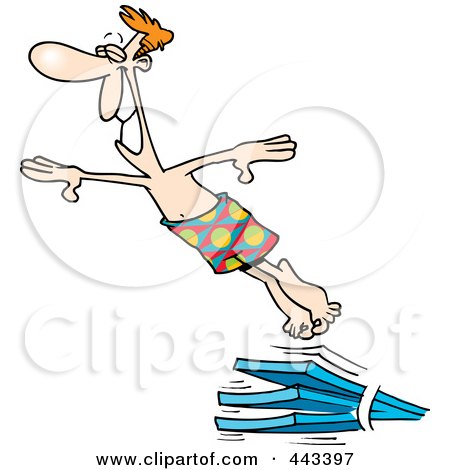 Royalty-Free (RF) Clip Art Illustration of a Cartoon Man Diving by toonaday