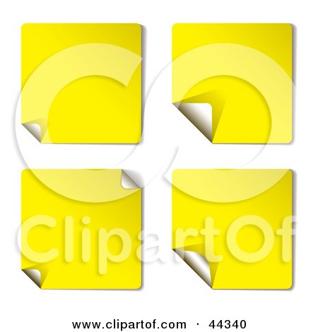 Royalty-free (RF) Clip Art Of Yellow Sticky Note Variations With Page Curl by michaeltravers