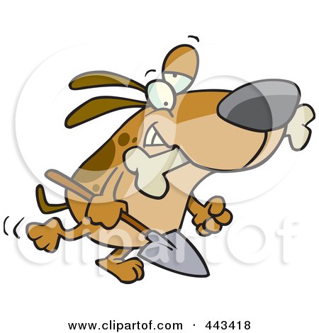 Royalty-Free (RF) Clip Art Illustration of a Cartoon Dog Carrying A Shovel by toonaday