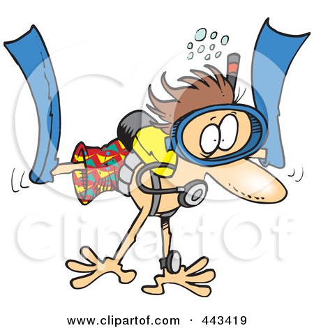 Royalty-Free (RF) Clip Art Illustration of a Cartoon Scared Diver by toonaday