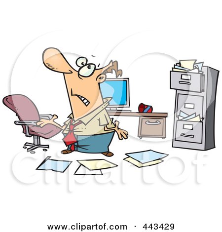Royalty-Free (RF) Clip Art Illustration of a Cartoon Disorganized Businessman In A Messy Office by toonaday