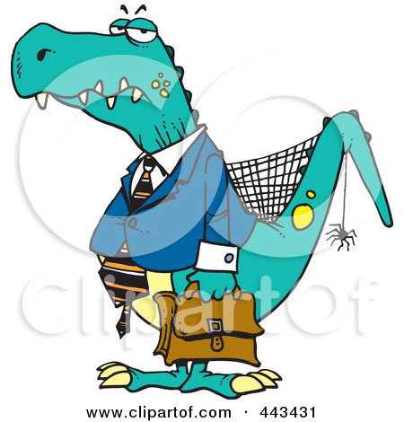 Royalty-Free (RF) Clip Art Illustration of a Cartoon Old Business Dinosaur by toonaday
