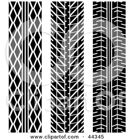 Royalty-free (RF) Clip Art Of Three Different Tire Tread Pattens by michaeltravers