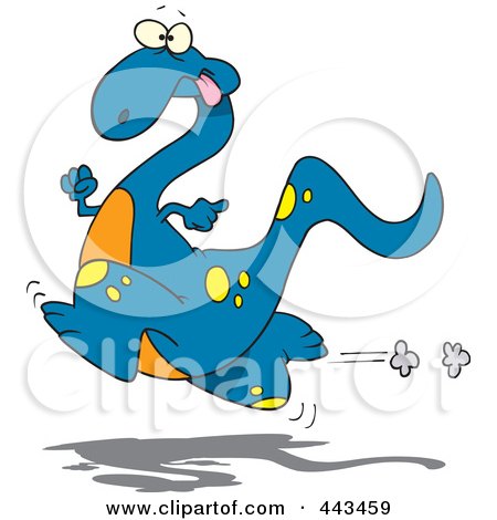 Royalty-Free (RF) Clip Art Illustration of a Cartoon Running Dinosaur by toonaday