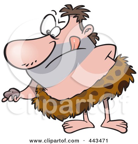 Royalty-Free (RF) Clip Art Illustration of a Cartoon Caveman Discovering A Rock by toonaday