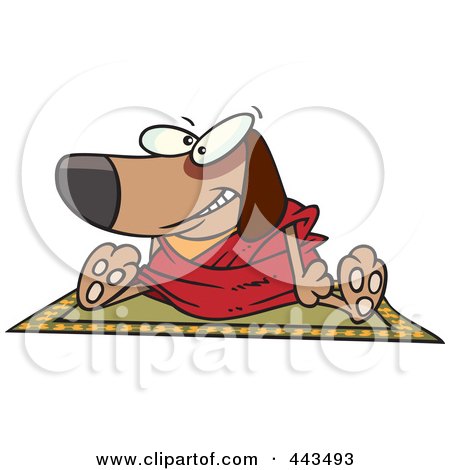 Royalty-Free (RF) Clip Art Illustration of a Cartoon Doggie Lama Sitting On A Rug by toonaday