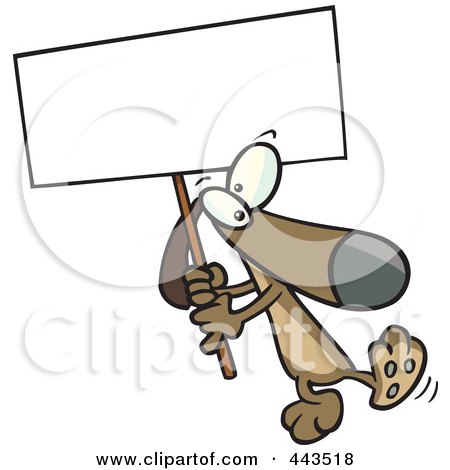 Royalty-Free (RF) Clip Art Illustration of a Cartoon Dog Carrying A Sign by toonaday