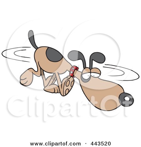 Royalty-Free (RF) Clip Art Illustration of a Cartoon Dog Sniffing In Circles by toonaday