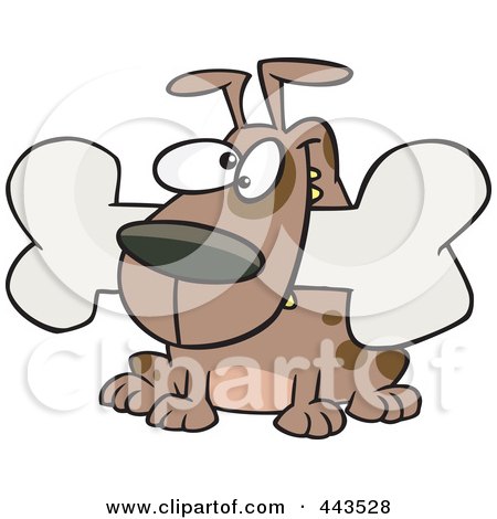 Royalty-Free (RF) Clip Art Illustration of a Cartoon Dog With A Bone by toonaday