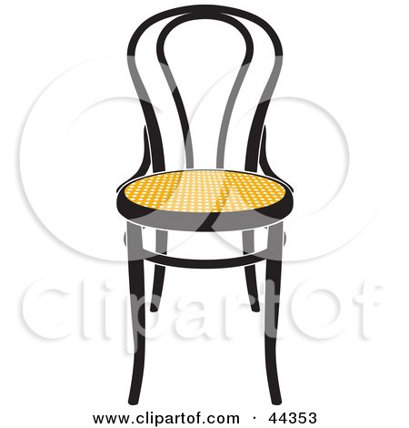 Clipart Illustration of a Black And Yellow Vienna Chair Facing Front by Frisko