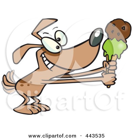 Royalty-Free (RF) Clip Art Illustration of a Cartoon Dog Holding Out An Ice Cream Cone by toonaday