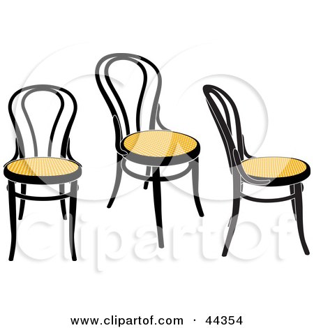 Clipart Illustration of Three Yellow Antique Chairs by Frisko