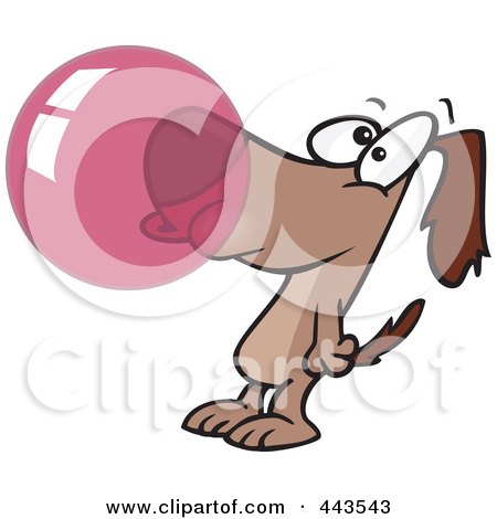 Royalty-Free (RF) Clip Art Illustration of a Cartoon Dog Blowing Bubble Gum by toonaday