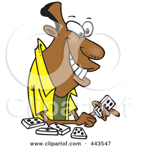 Royalty-Free (RF) Clip Art Illustration of a Cartoon Black Man Playing Dominoes by toonaday
