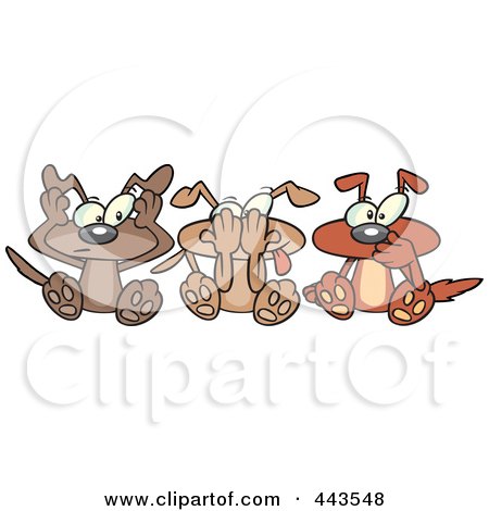 Royalty-Free (RF) Clip Art Illustration of Cartoon Hear No See No And Speak No Evil Dogs by toonaday