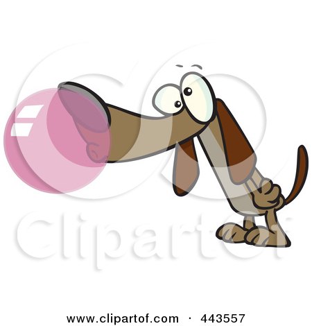 Royalty-Free (RF) Clip Art Illustration of a Cartoon Dog Chewing Bubble Gum by toonaday