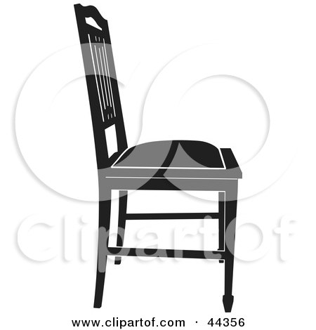 Clipart Illustration of a Black And White Gothic Styled Chair Facing Right by Frisko