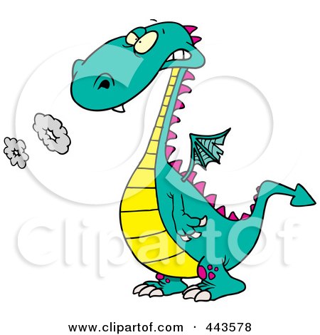 Royalty-Free (RF) Clip Art Illustration of a Cartoon Smoking Dragon by toonaday