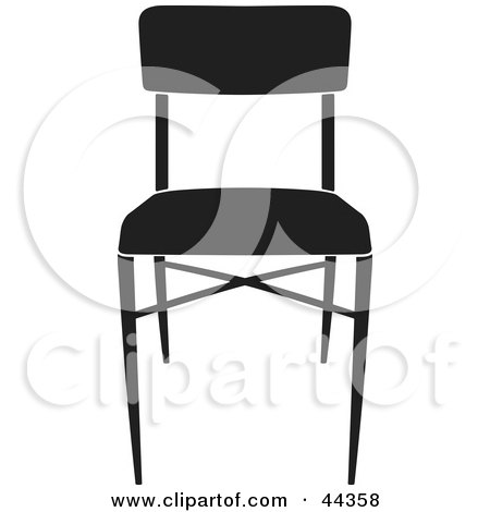 Clipart Illustration of a Simple Black And White Chair Facing Front by Frisko