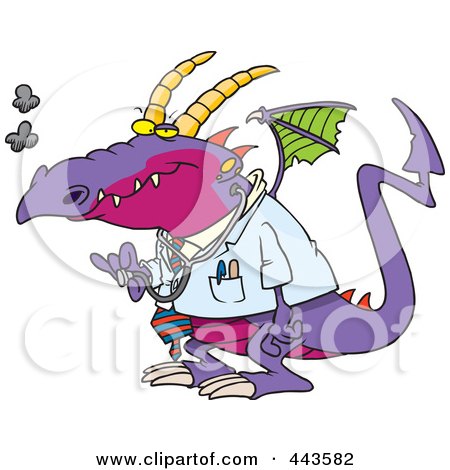 Royalty-Free (RF) Clip Art Illustration of a Cartoon Doctor Dragon by toonaday