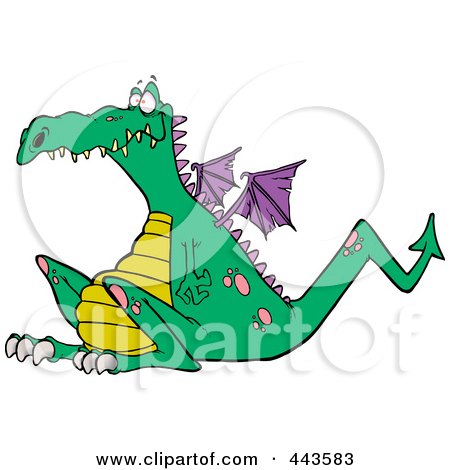 Royalty-Free (RF) Clip Art Illustration of a Cartoon Sitting Dragon by toonaday