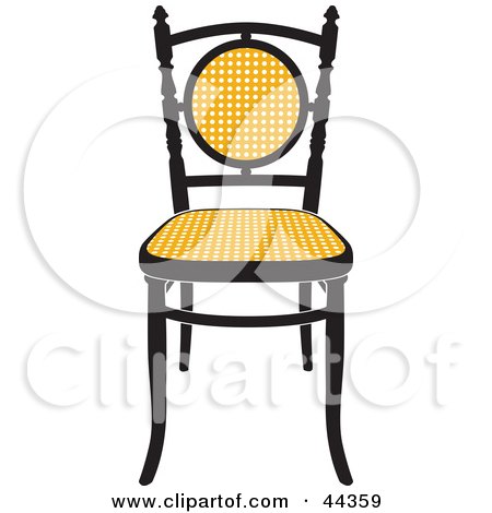 Clipart Illustration of a Vintage Black And Yellow Chair Facing Front by Frisko