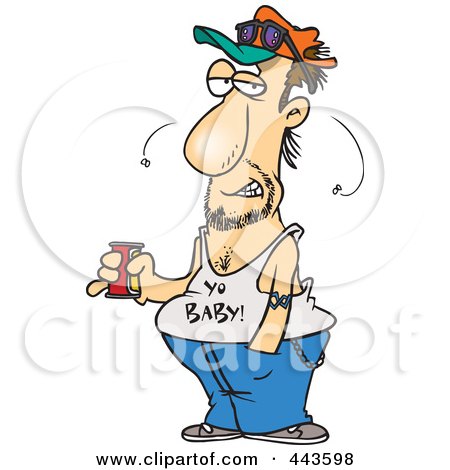 Royalty-Free (RF) Clip Art Illustration of a Cartoon Stinky Man Holding A Beer by toonaday