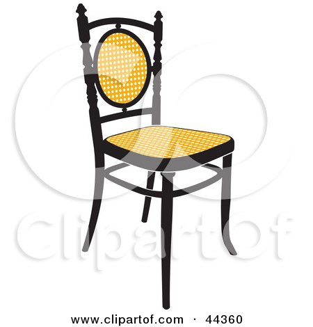 Clipart Illustration of a Vintage Black And Yellow Chair Facing Slightly Right by Frisko