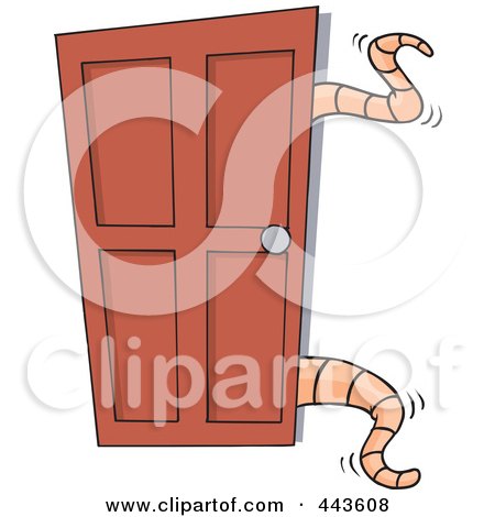 Royalty-Free (RF) Clip Art Illustration of Cartoon Tentacles Opening A Closet Door by toonaday
