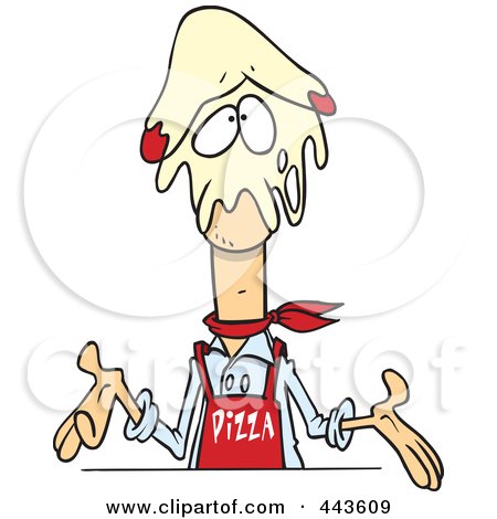 Royalty-Free (RF) Clip Art Illustration of a Cartoon Pizza Man With Dough On His Head by toonaday