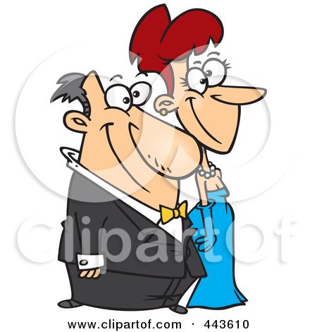 Royalty-Free (RF) Clip Art Illustration of a Cartoon Dressed Up Couple by toonaday