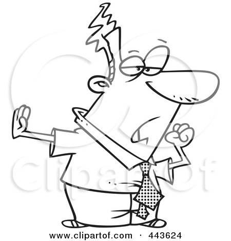 Royalty-Free (RF) Clip Art Illustration of a Cartoon Black And White Outline Design Of A Careless Businessman by toonaday
