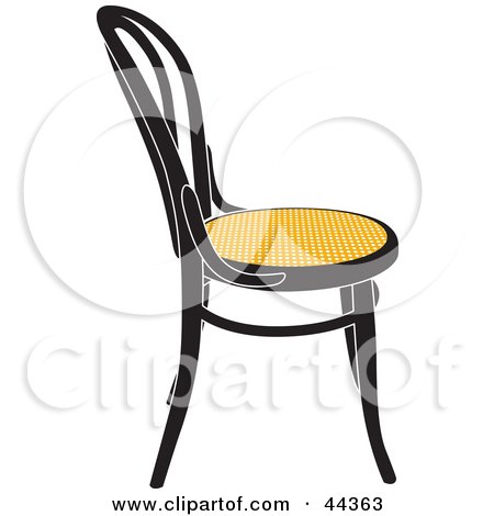 Clipart Illustration of a Black And Yellow Vienna Chair Facing Right by Frisko
