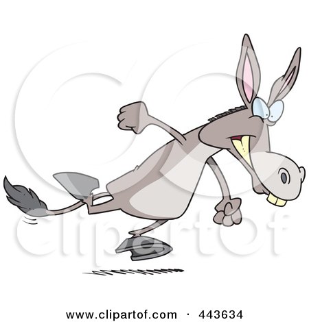 Royalty-Free (RF) Clip Art Illustration of a Cartoon Running Donkey by toonaday