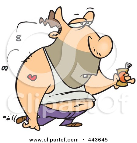 Royalty-Free (RF) Clip Art Illustration of a Cartoon Gross Man Carrying A Can by toonaday
