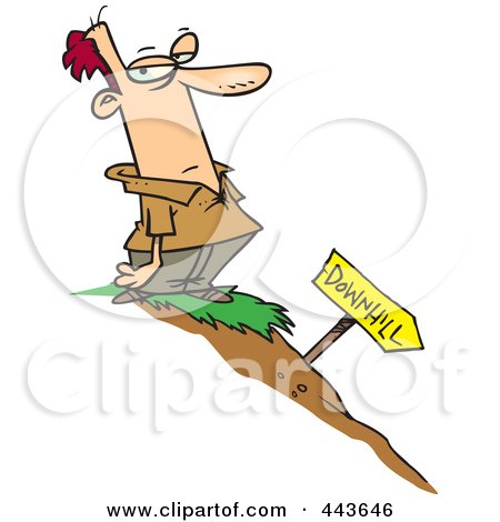 Royalty-Free (RF) Clip Art Illustration of a Cartoon Man Facing Downhill by toonaday