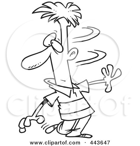 Royalty-Free (RF) Clip Art Illustration of a Cartoon Black And White Outline Design Of A Man Doing A Double Take by toonaday