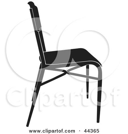 Clipart Illustration of a Simple Black And White Chair Facing Right by Frisko
