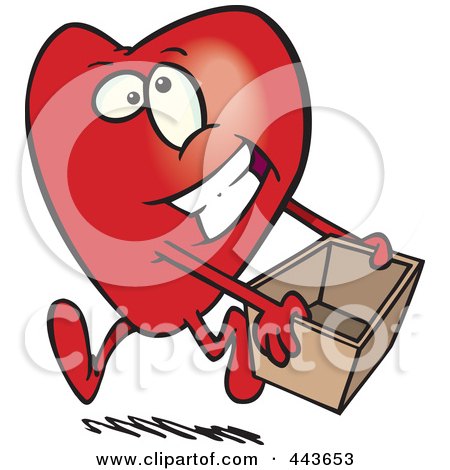 Royalty-Free (RF) Clip Art Illustration of a Cartoon Heart Carrying A Donations Box by toonaday