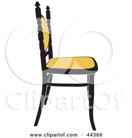 Clipart Illustration of a Vintage Black And Yellow Chair Facing Right by Frisko