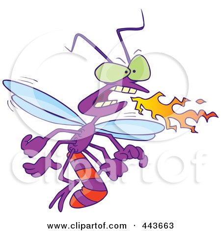 Royalty-Free (RF) Clip Art Illustration of a Cartoon Flaming Dragonfly by toonaday