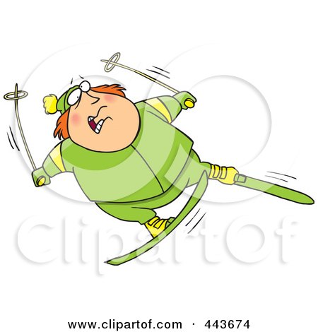Royalty-Free (RF) Clip Art Illustration of a Cartoon Fat Man Skiing by toonaday