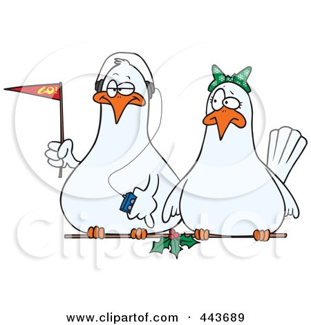 Royalty-Free (RF) Clip Art Illustration of Cartoon Dove Fans by toonaday