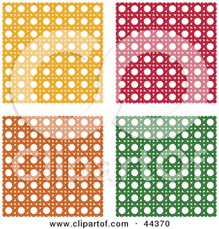 Clipart Illustration of a Collage Of Yellow, Red, Orange And Green Wicker Pattern Backgrounds by Frisko