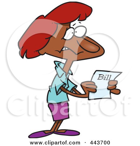 Royalty-Free (RF) Clip Art Illustration of a Cartoon Woman Holding A Past Due Bill by toonaday